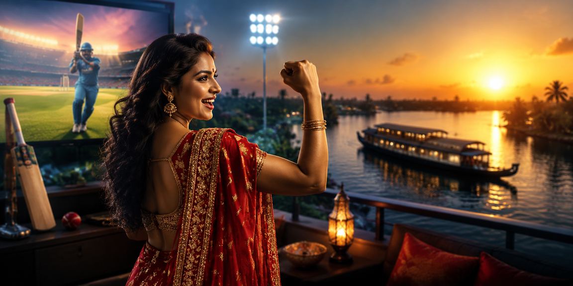 VIP member enjoying cricket betting at Kerala backwaters